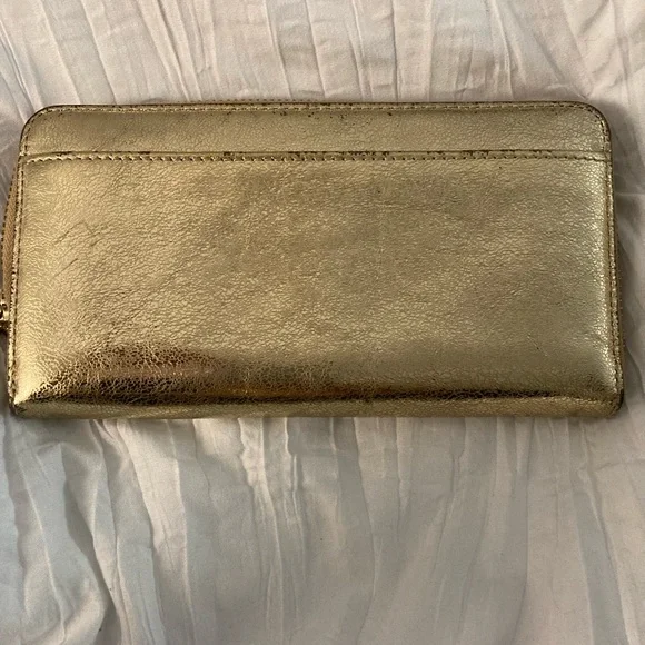 KATE SPADE GOLD STORYBOOK METALLIC ACCORDION WALLET